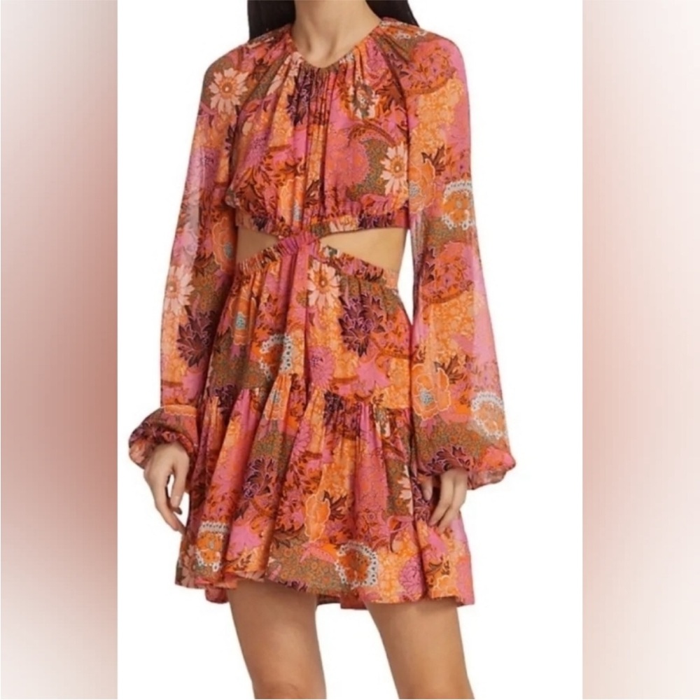 ALC Sz 0 Floral Cutout Dress in Pink and Orange